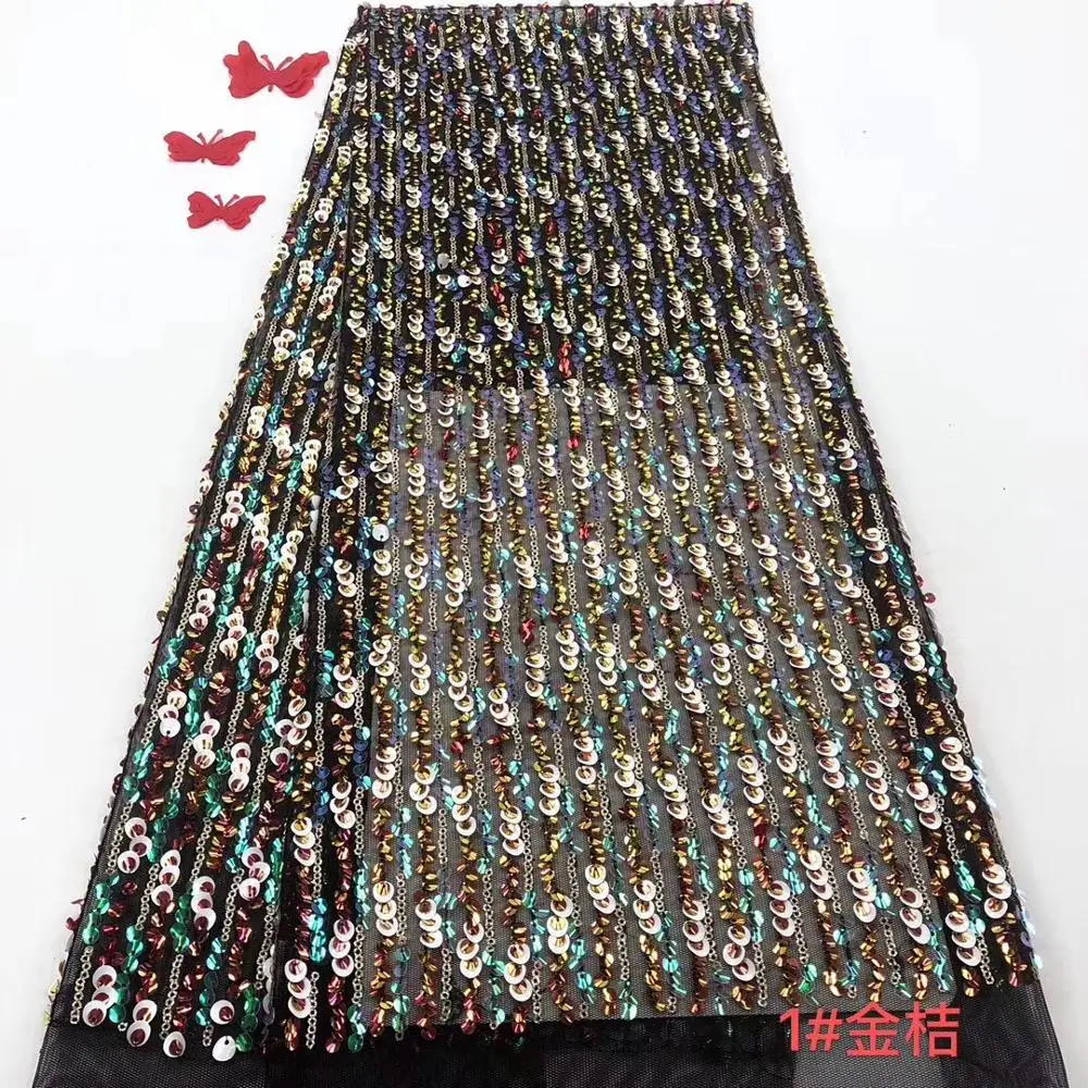 

African Laces Fabrics Embroidered African French Lace Fabric embroidered sequins African French Net Tulle Lace Fabric ML7992