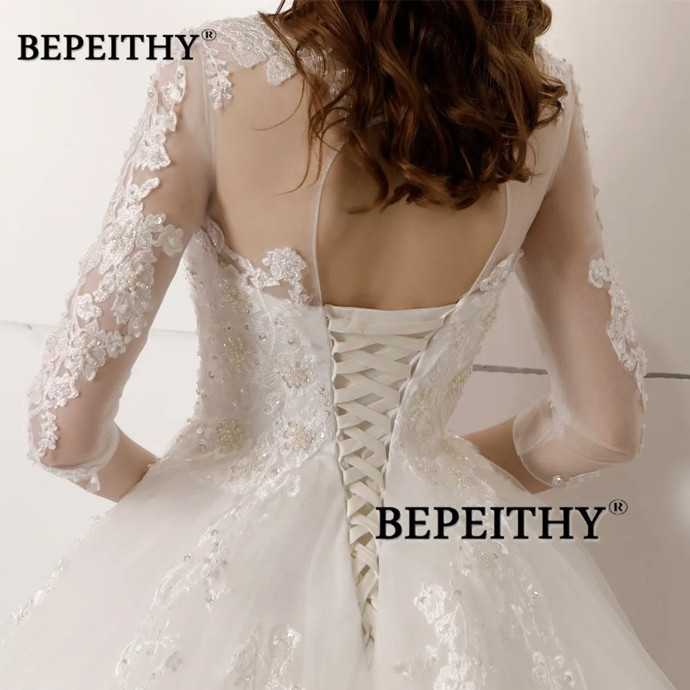 Vestido De Novia кружевное свадебное платье с рукавами три четверти 2021 старинные