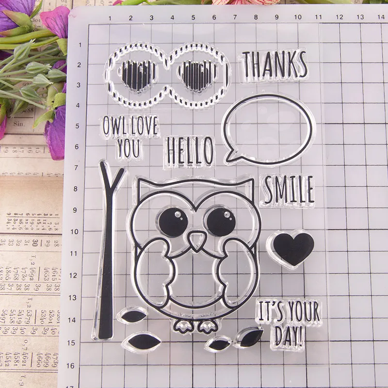 Оттиск &quotСова&quot мультфильм животных прозрачный силиконовый штамп Детский Набор для творчества ручная
