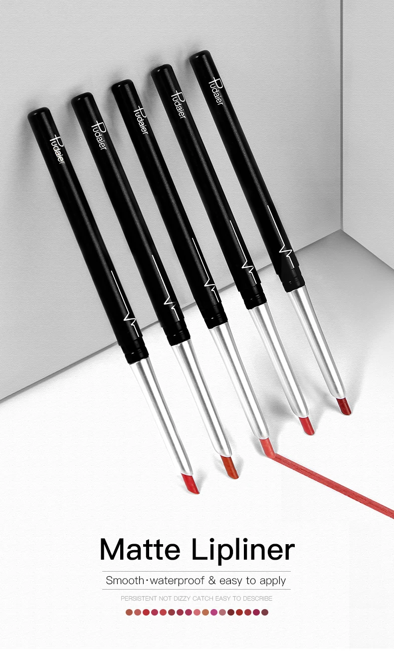 Pudaier, матовая помада, сексуальная помада, набор, телесный, красный, помада для губ, карандаш, водостойкий, стойкий контур, косметика для женщин, макияж