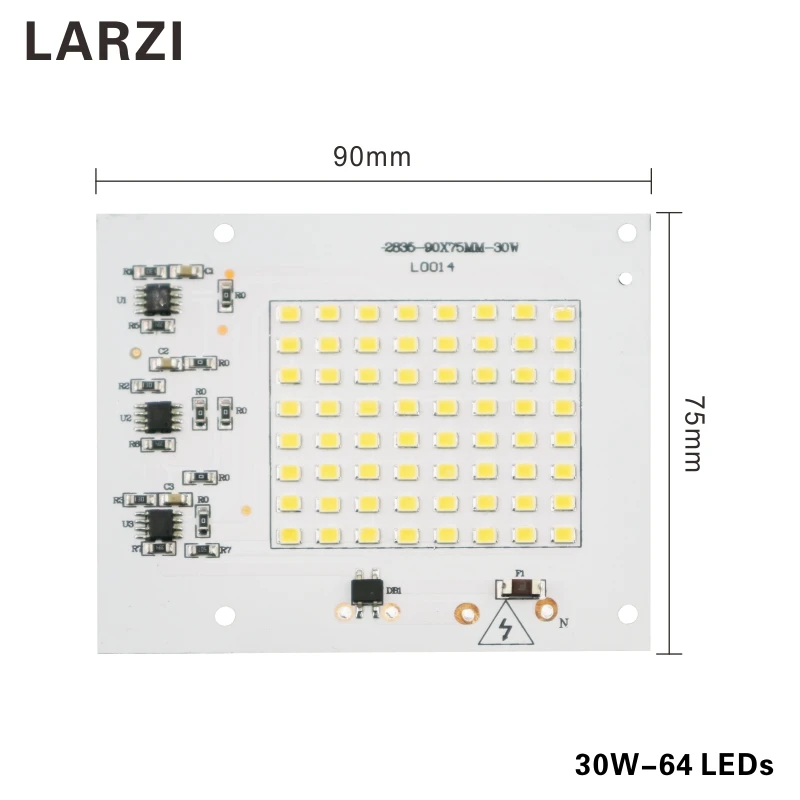 Светодиодный светильник LARZI с чипами, 220 В, лампа SMD, 2835, 5730, Smart IC, светодиодный светильник на входе 10 Вт, 20 Вт, 30 Вт, 50 Вт, 90 Вт, для наружного прожектора, светильник, точечный светильник