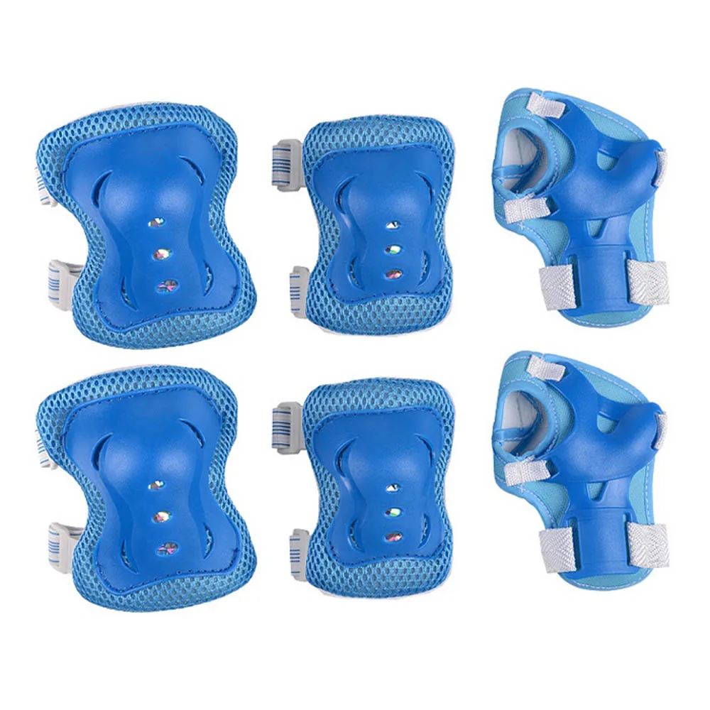 Light Blue 6 шт./компл. детей кататься на коньках велосипед защитный Шестерни комплекты наколенники и налокотники для велосипеда скейтборд кататься на коньках ролика наручные коленей - Цвет: Light Blue