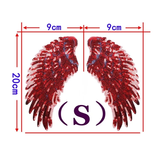 Small Red 1 пара новая вышивка крыла Кружевная аппликация ткань с пайетками свитер Одежда патч наклейки с блестками футболка diy нашивки украшения - Цвет: Small Red