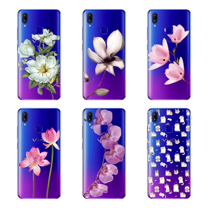 ДЛЯ vivo Y95 Y91 чехол силиконовая задняя крышка-Чехол черный живописи цветок мягкая