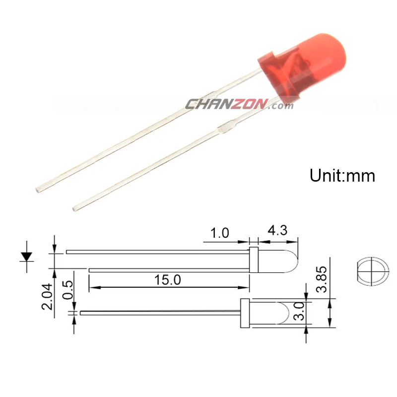 CHANZON 100 шт. мини диод LED 3 мм красный цвет рассеянный Круглый DIP DC 2 в 20 мА светильник