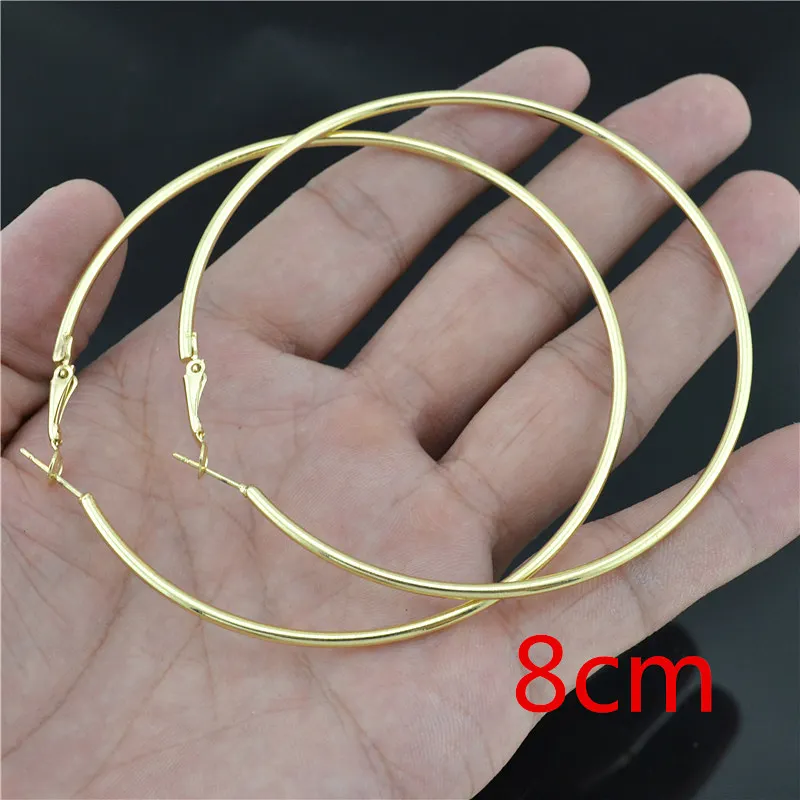gold earrings 8cm Большие маленькие круглые серьги-кольца для женщин, женская мода, фирменное розовое золото, черное кольцо, ювелирные изделия для ушей, для ночного клуба, DJ, женские серьги - Окраска металла: gold earrings 8cm