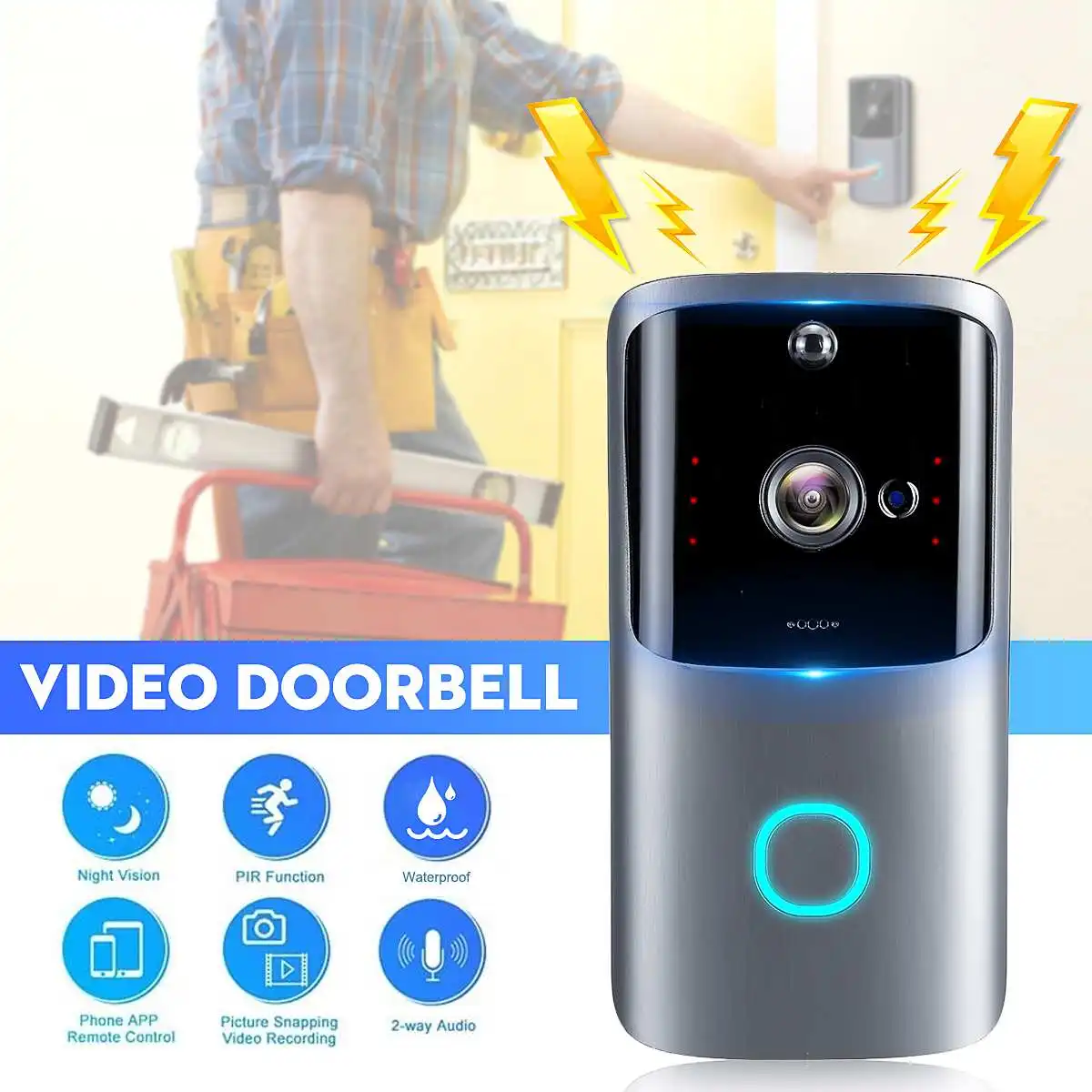 M10 видео дверной звонок беспроводной 720 P/15fps 100MP wifi XSH CAM/UBELL-APP Двусторонняя голосовая связь