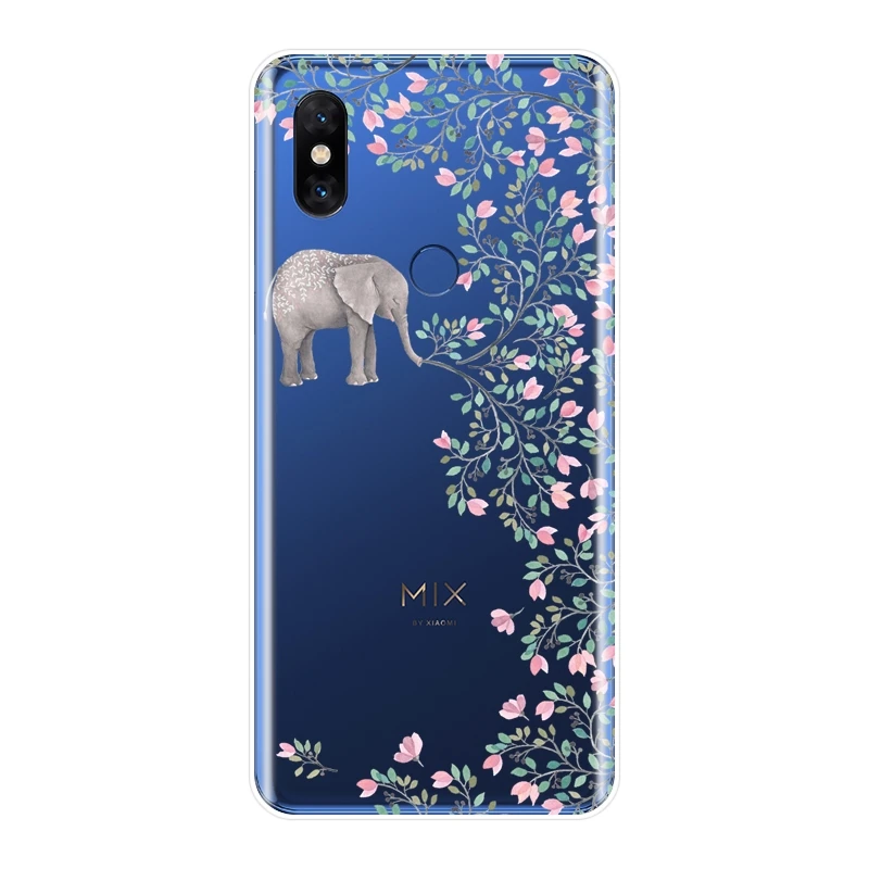 Задняя крышка для Xiaomi Mi Mix 1 2 2S 3 животное слон цветок забавный Мягкий силиконовый