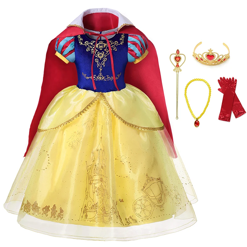 Dress Set 03 Платье принцессы Белоснежки для девочек с накидкой; Детский карнавальный костюм; многослойное роскошное бальное платье; детское платье на Хэллоуин Вечеринка, день рождения - Цвет: Dress Set 03