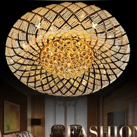 modern crystal ceiling lamps led lamp round gold crystal ceiling lights fixture american birdnest foyer home indoor lighting