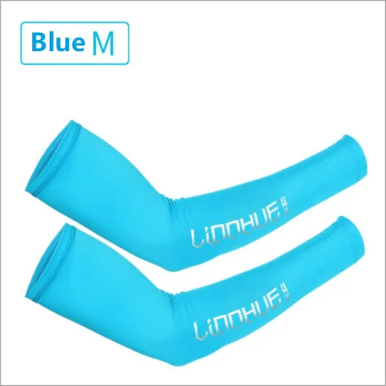 Blue M Открытый ледяной шелк рыболовный рукав Велоспорт Спорт бег Рыбалка рукав покрытие Защита от солнца УФ дышащие манжеты нарукавник - Цвет: Blue M