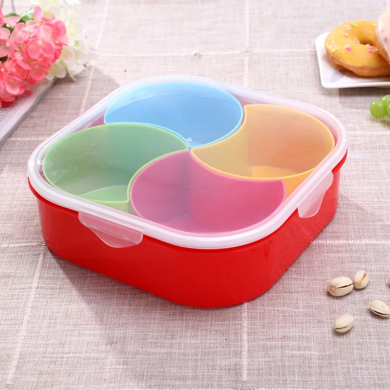 Пластиковые Съемные Контейнеры для сухофруктов 4 отделения|storage box kitchen|box kitchenkitchen