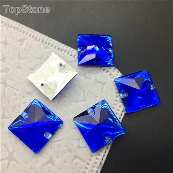 10 Square 100pcs TopStone сапфир Кобальт смешанные размеры формы смолы пришивные стразы с плоской задней частью акриловые камни стразы кристалл и камни для платья - Цвет: 10 Square 100pcs