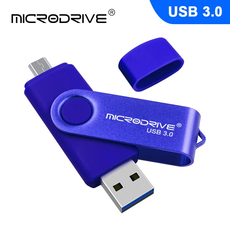 Синий Смартфон, USB флеш-накопитель, металлический флеш-накопитель, 64 ГБ, флешка, 32 ГБ, USB 3,0, OTG, внешний накопитель, микро usb карта памяти, флеш-накопитель - Цвет: Синий