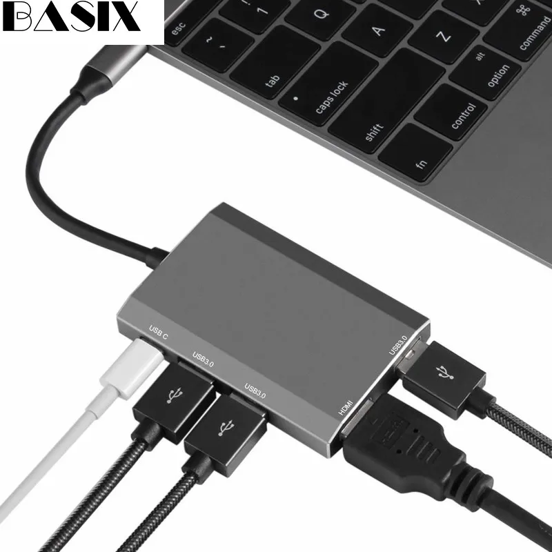 Basix Usb type C концентратор Usb C к HDMI 4 K/USB3.0 PD адаптер USB-C конвертер для MacBook, huawei MateBook type C usb 3,0 концентратор