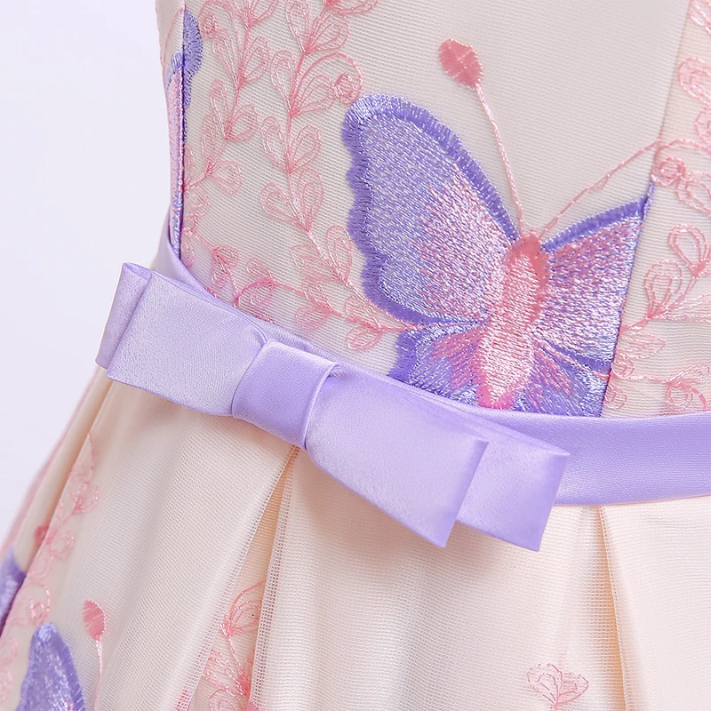 Вечерние платья принцесс с вышитыми бабочками для девочек одежда на свадьбу