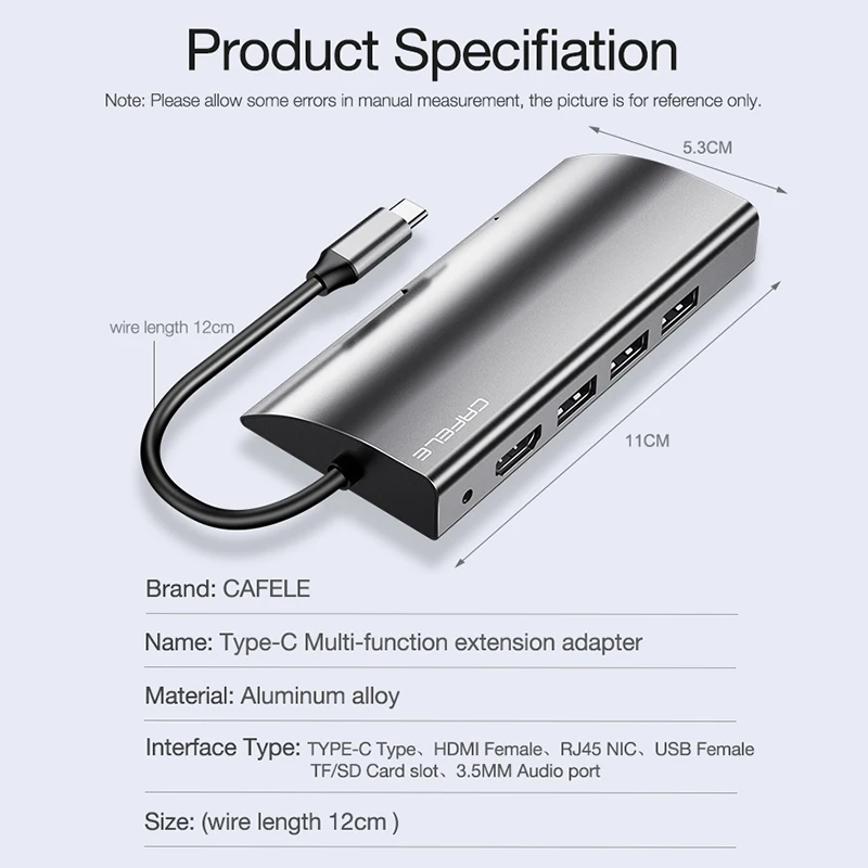 CAFELE Многофункциональный USB C концентратор, type C к Мульти USB 3,0 HDMI адаптер док-станция для MacBook Pro Аксессуары USB-C сплиттер type C 3,1