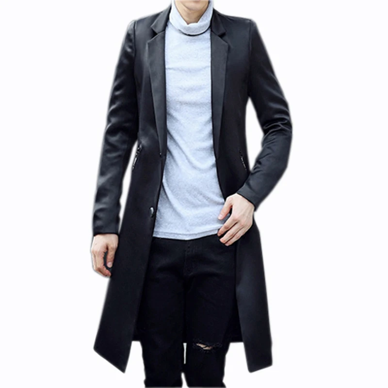 

New Arrival Fashion High Quality Spring And Autumn Suit Collar Windbreaker Men Overcoat Long Jacket Casual Size MLXL XXL 3XL 4XL