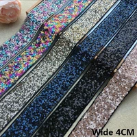 4cm wide beautiful glitter sequins beads lace trim ribbon dress guipure fabric applique on clothes diy handicraft sewing decor