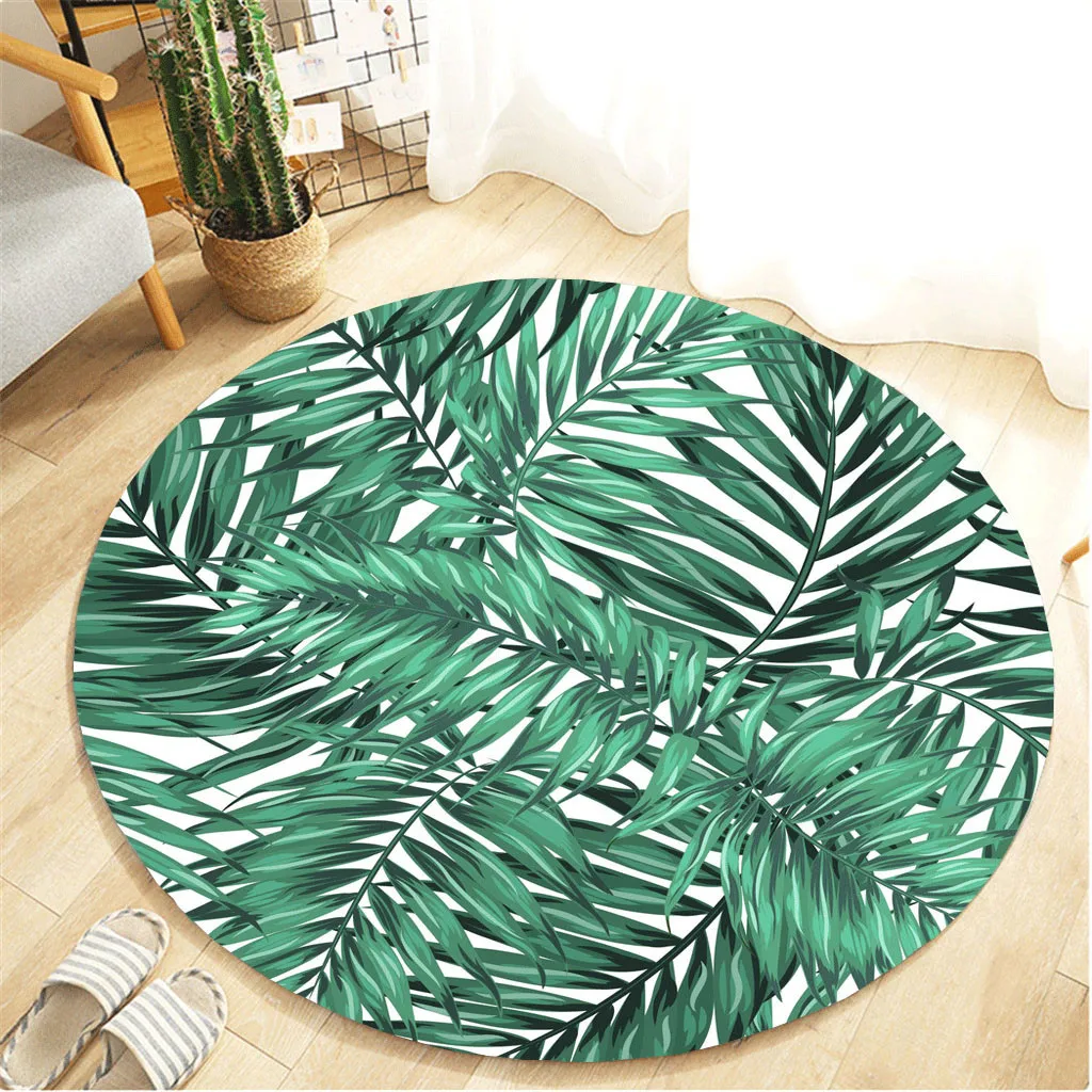 Ковры для спальни тропические растения листья узор Круглый фланелевый ванная