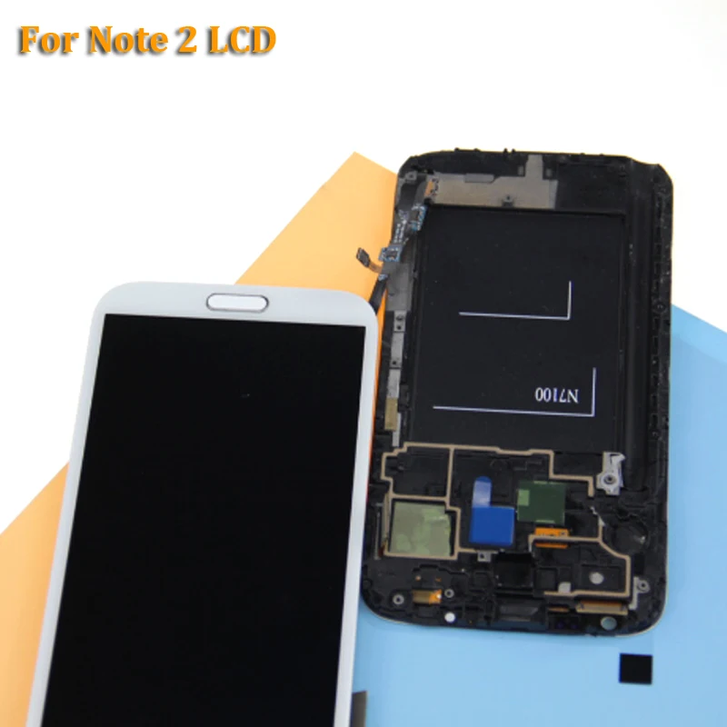 Для samsung N7100 note 2 ЖК дисплей с сенсорным экраном дигитайзер рамкой кнопкой home для