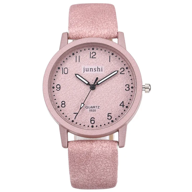 Pink Лидер продаж женские часы модные римские цифры Циферблат Женские кварцевые наручные часы Изысканный кожаный ремешок часы Zegarki Damskie@ 50 - Цвет: Pink