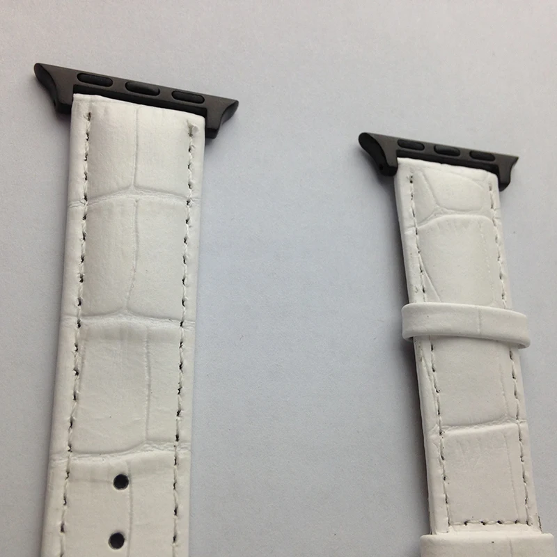Ремешок для часов из натуральной кожи+ адаптеры для iWatch Apple Watch 38 мм женские бандажи Croco браслет на запястье черный коричневый красный белый