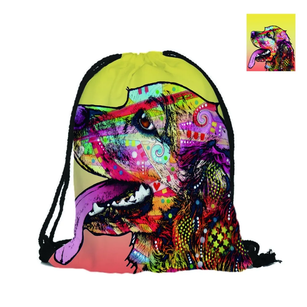 Custom Art Pet Dogs 3D сумка для путешествий унисекс рюкзак детская школьная на шнурке