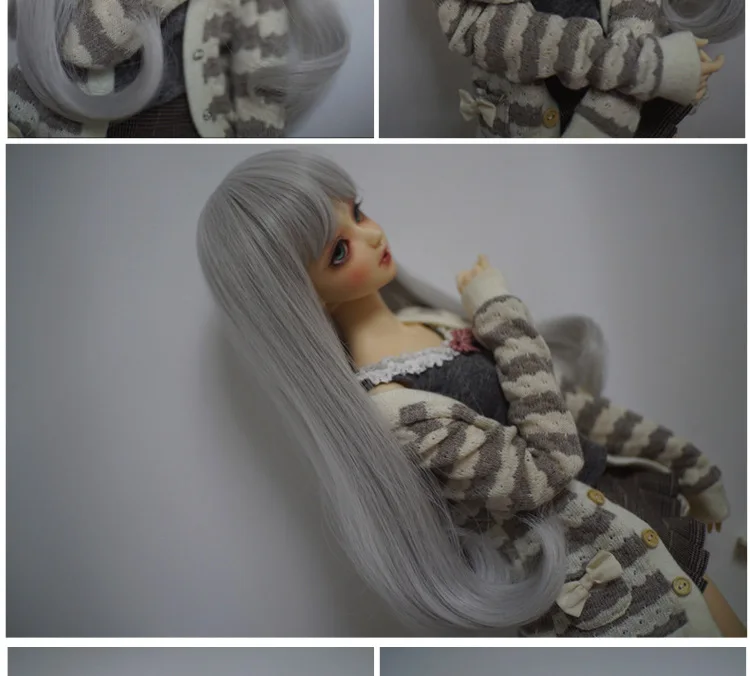 DIY парик для bjd 1/3 1/4 1/6 Кукла Высокая температура провод парик крышка 001