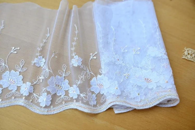 Белая сетчатая ткань с вышивкой кружево 20 см аксессуары для одежды текстиль