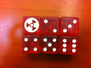 19MM nuclear marker dice/nuclear radiation sign danger sharingan transparent red LOGO No. 19 fan dice | Спорт и развлечения
