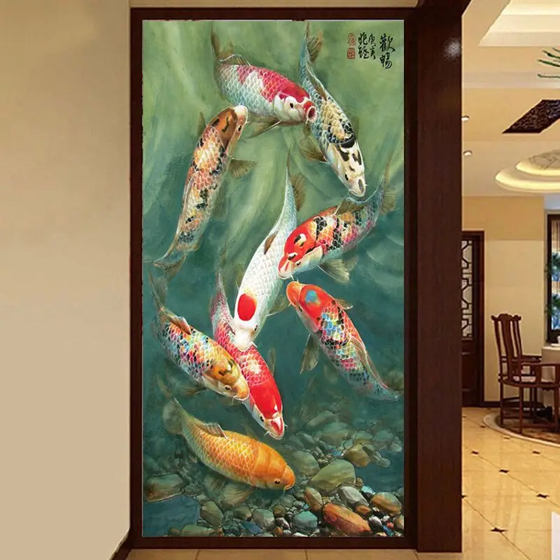 5D Diy картина вышитая бисером со стразами вышивка рыбки фото Алмазная мозаика home