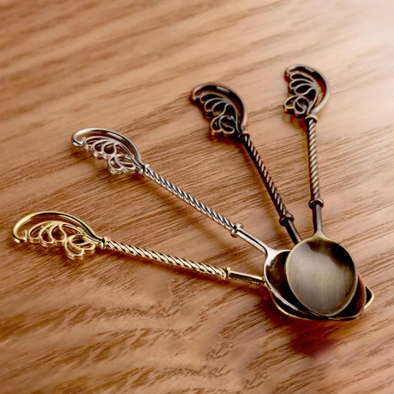 Цельнокроеное платье Винтаж сплав Кофе мороженое Чай ложка Ретро Стиль перо