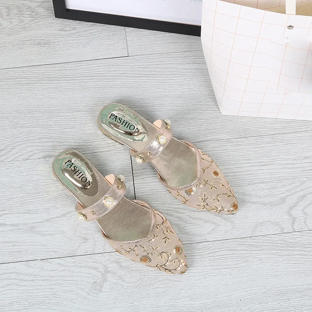 SAGACE/женские летние тапочки с жемчужинами модные шлепанцы летняя повседневная