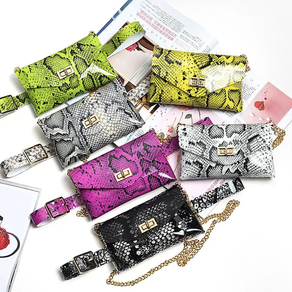Pu Leahter Waist Bag Famal Fashion Waist Belt Women Waist Pack Serpentine Fanny Pack Leather Fashion Snake Skin Waist bag