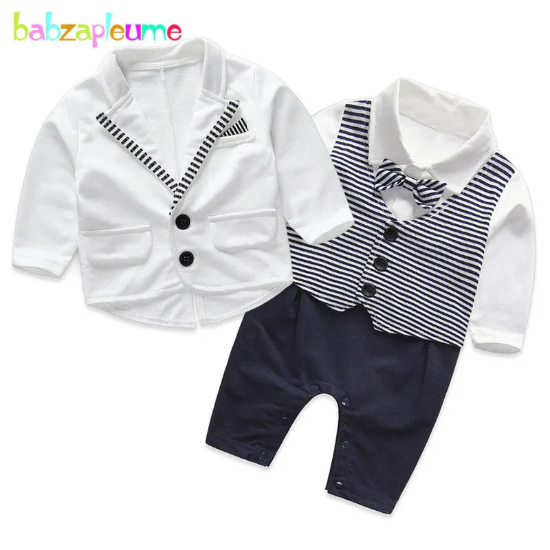 2Piece/0-24Months/Spring Autumn Baby Boys 1st Birthday Clothes White Gentleman Suits Jackets+Rompers Infant Clothing Sets BC1148 |