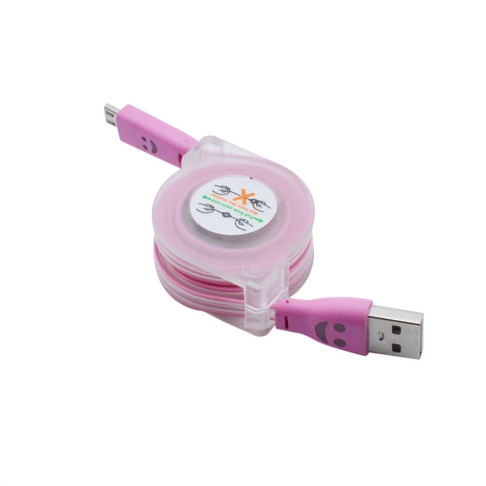 Стиль Выдвижной светодиодный светильник Micro USB кабель светящаяся Замена для Android порт кабель для передачи данных телефон зарядное устройство# N - Цвет: Pink