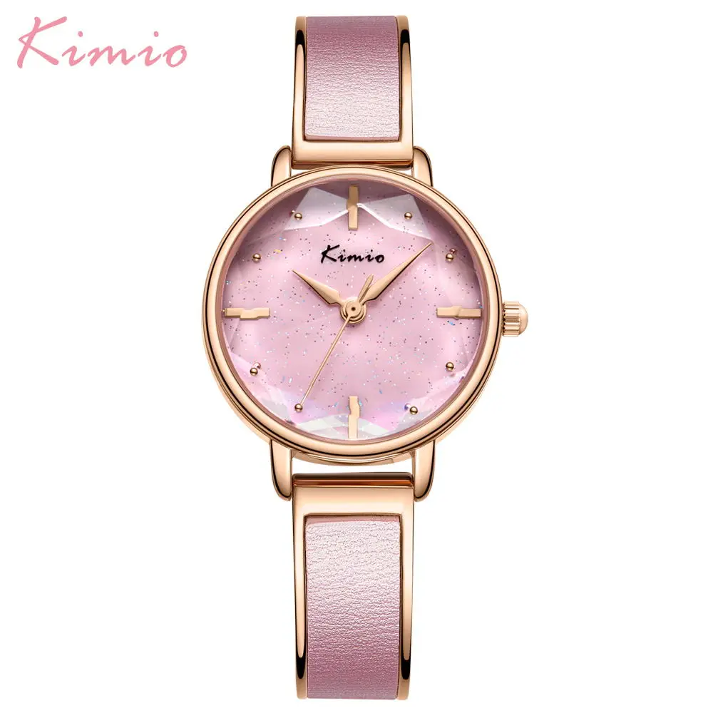

KIMIO брендовые роскошные женские часы-браслет модные розовые Кварцевые часы Женские часы повседневные водонепроницаемые наручные часы подарок для жены 2019