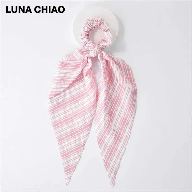 22 LUNA CHIAO Fashion Women Hair Accessories Hair Tie Ponytail Holder Fabric Hair Scarf Scrunchies - Цвет: 22
