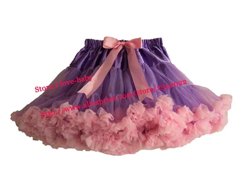 purple W pink Юбка-пачка для девочек; 2 цвета; пышная шифоновая юбка-американка в стиле пэчворк; праздничные Юбки принцессы; Детские балетные юбки для девочек - Цвет: purple W pink