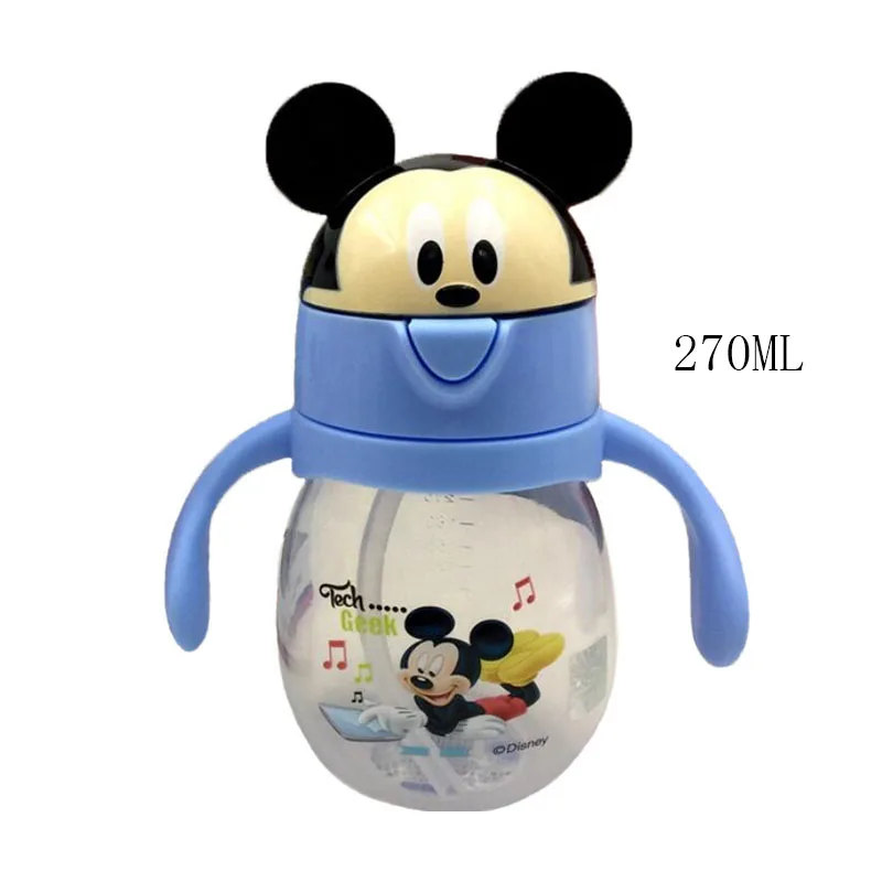Disney 270 мл Микки Маус Детская кружка для кормления ребенок Детская безопасность соломинка для коктейлей бутылка Микки Минни портативный чашки подарки на день рождения