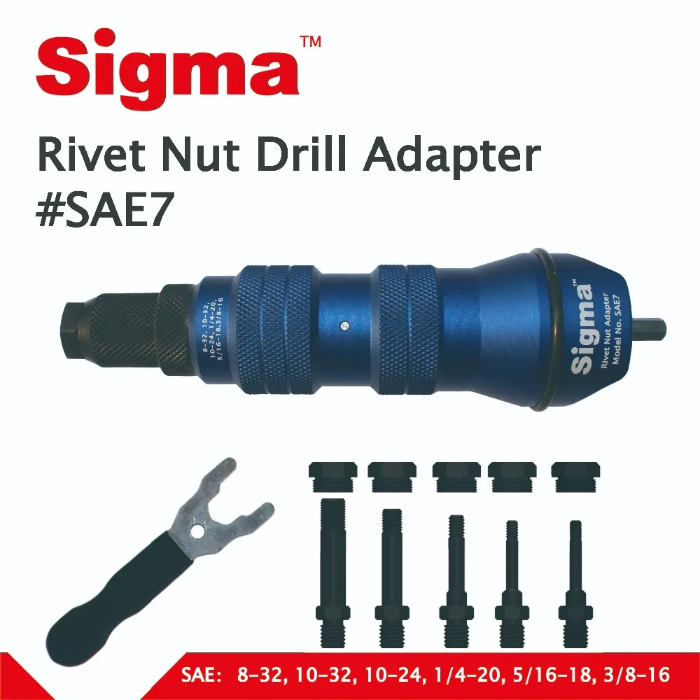 Sigma #SAE7 HEAVY DUTY Threaded Rivet Nut Drill Adapter Cordless or Electric power tool accessory alternative air rivet nut gun