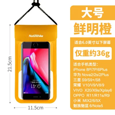Orange L Naturehike мобильный телефон Водонепроницаемая сумка ТПУ Высокое разрешение сухой мешок Сверхлегкий Водонепроницаемый плавание дрейфующий серфинг катание на лодках - Цвет: Orange L