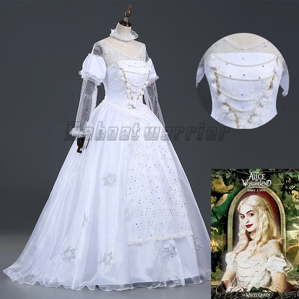 Алиса в стране чудес белая королева костюм платье девушки Хэллоуин Необычные