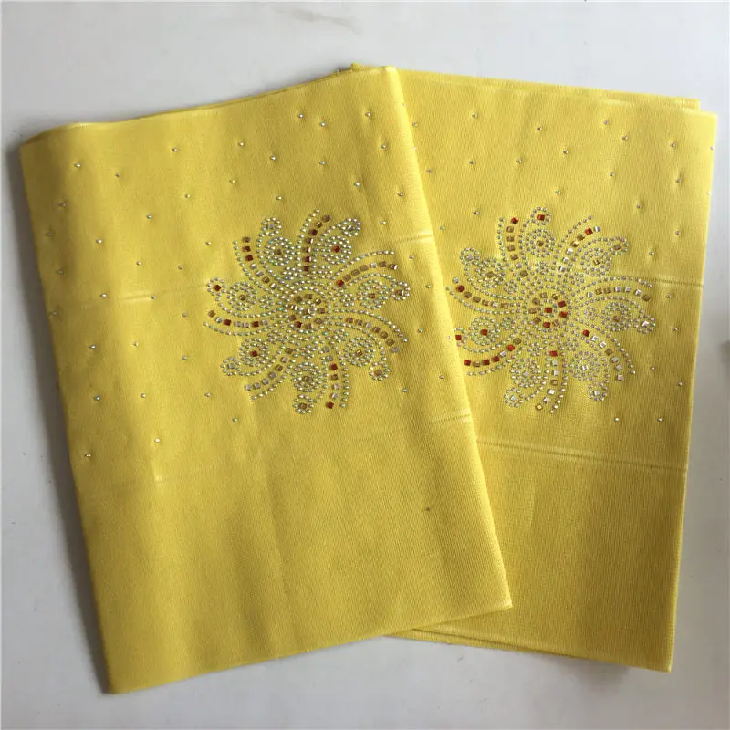 Желтый цвет африканский Aso Oke Gele ткань для головы плеча Нигерия головной убор с