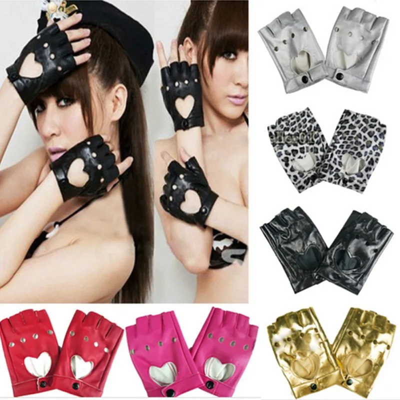 Женские панковские кожаные ездовые байкерские перчатки без пальцев