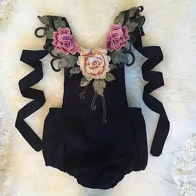 Одежда с вышитыми цветами для новорожденных девочек комбинезон боди цельная