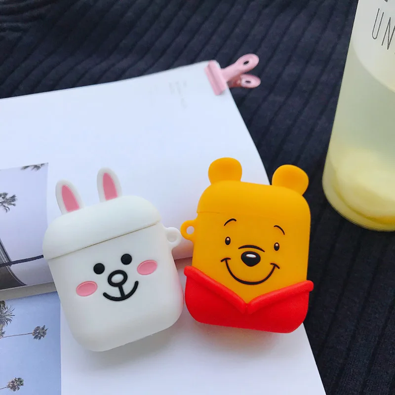 3D мультяшный силиконовый чехол для AirPods, чехол, беспроводной Bluetooth наушник, защитный чехол для Apple Airpods, чехол, милый мягкий