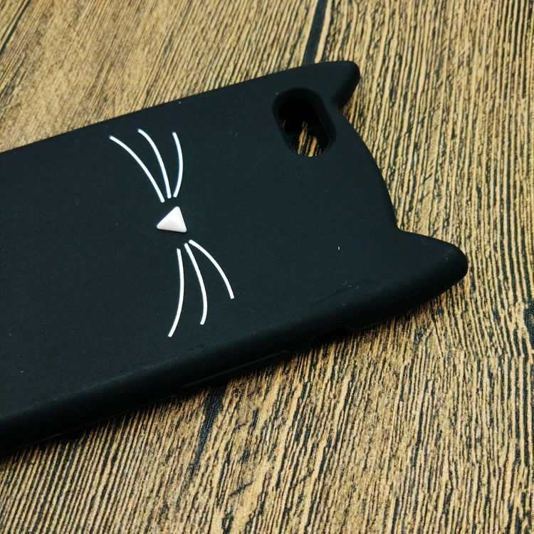 Чехол для iPhone 5 6 3D милый мультяшный черный чехол с бородой и кошачьими ушками 5S 6S 7