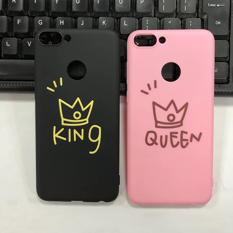 Для Huawei P умный чехол 5 65 дюймов пара Розовый Королева Король Мягкий ТПУ полный